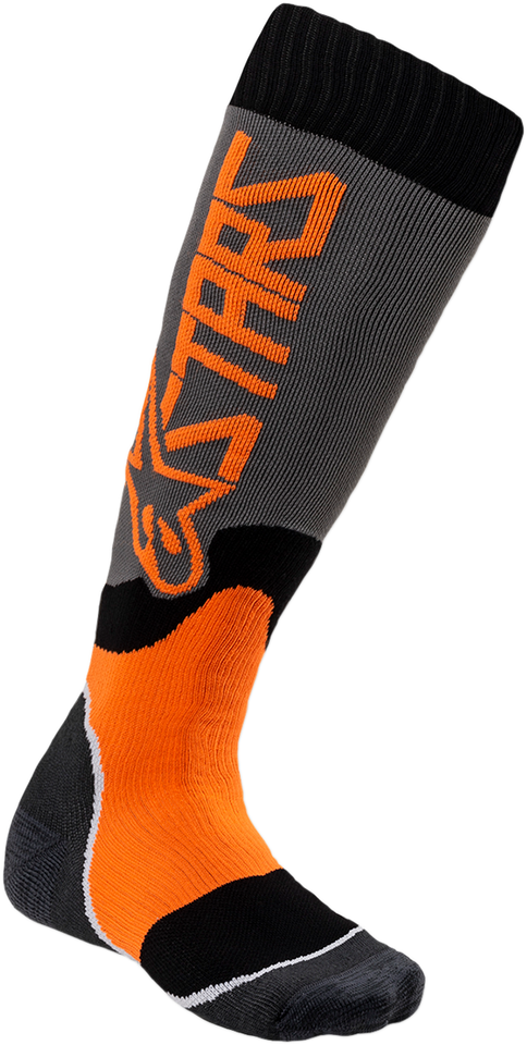 MX Plus 2 Youth Socks - Gray/Orange - Medium/Large - Lutzka's Garage
