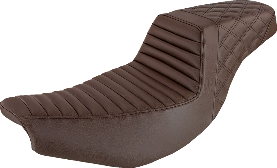 Step-Up Seat - Front Tuck-n-Roll/Rear Lattice - Brown - Indian - Lutzka's Garage