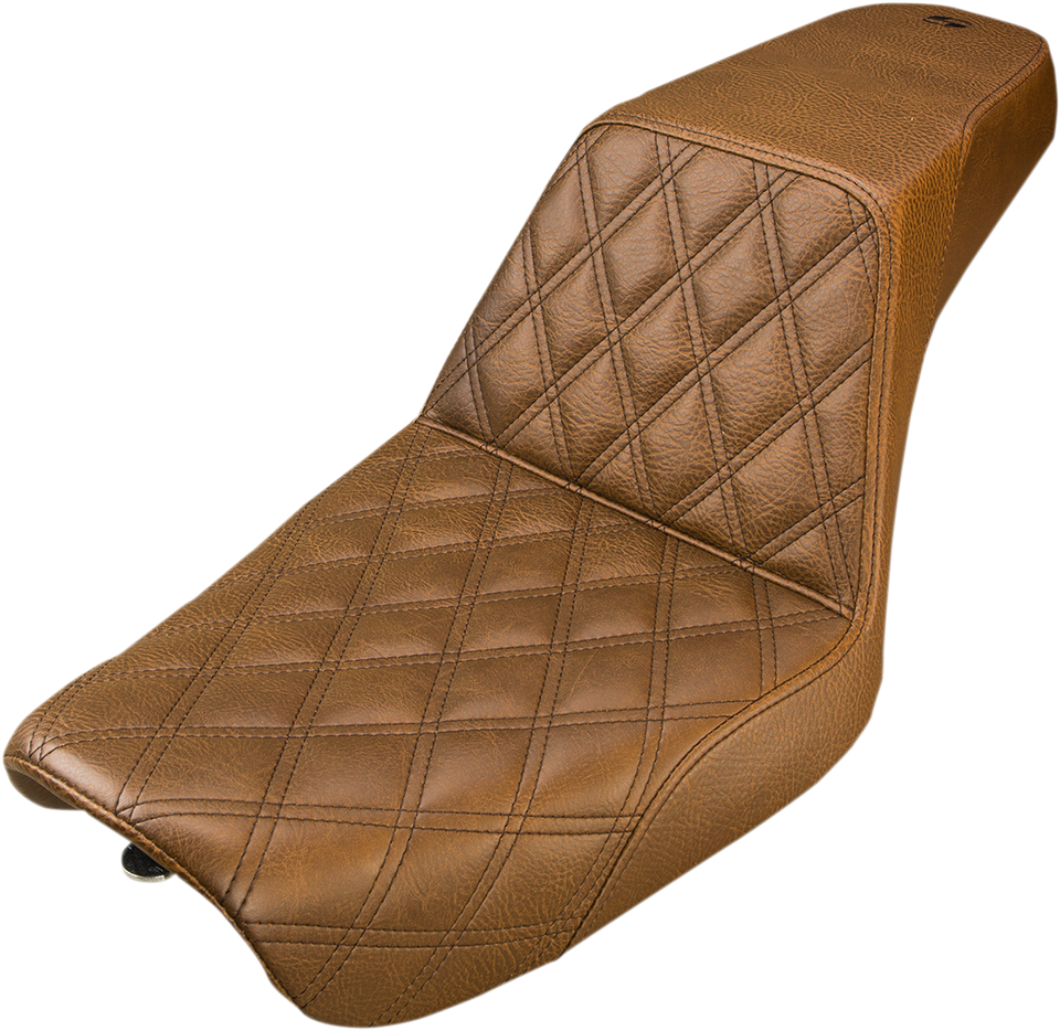 Step-Up Seat - Front Lattice Stitch - Brown - Dyna - Lutzka's Garage