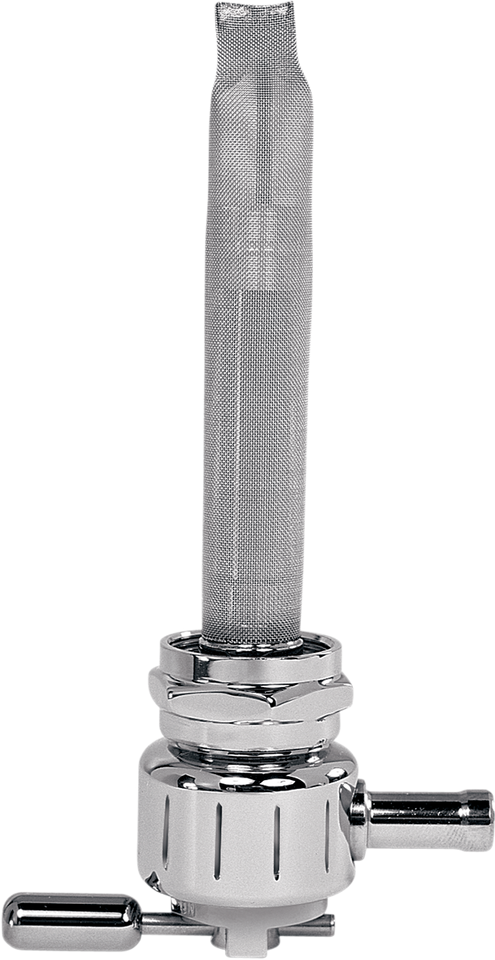 Round Fuel Valve - Grooved Chrome - 22 mm