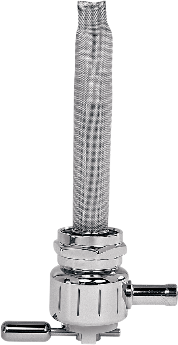 Round Fuel Valve - Grooved Chrome - 22 mm