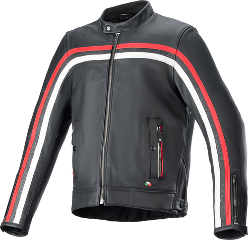 Dyno Leather Jacket - Black/Ruby Red/Ecru - Small - Lutzka's Garage