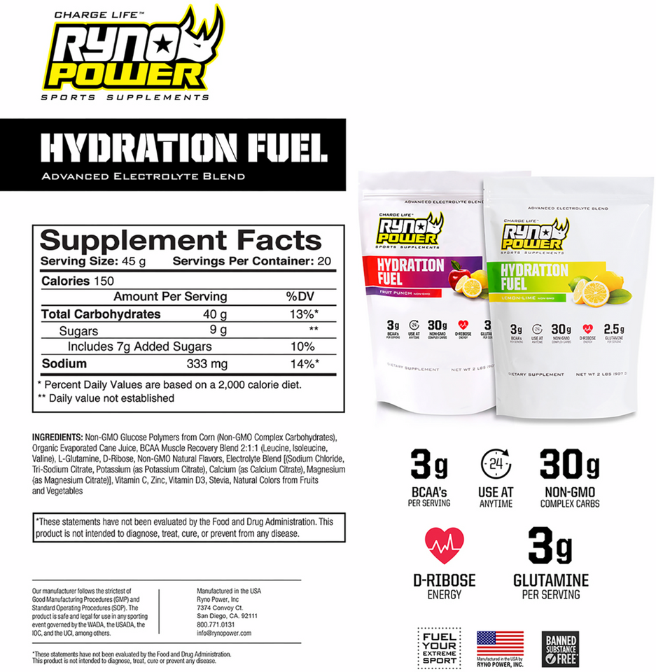 Hydration Fuel Drink Mix - Fruit Punch - 2 lb - 20 Servings