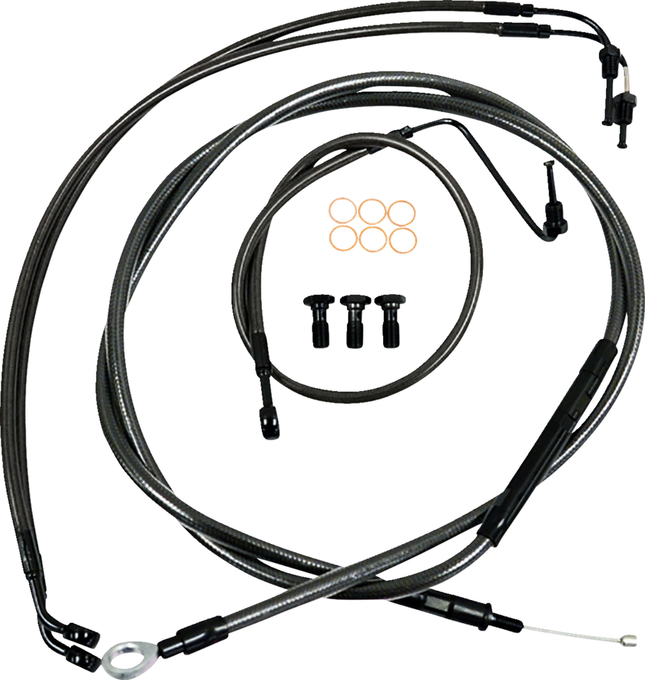 Handlebar Cable/Brake Line Kit - Quick Connect - 12" - 14" Ape Hanger Handlebars - Midnight - Lutzka's Garage
