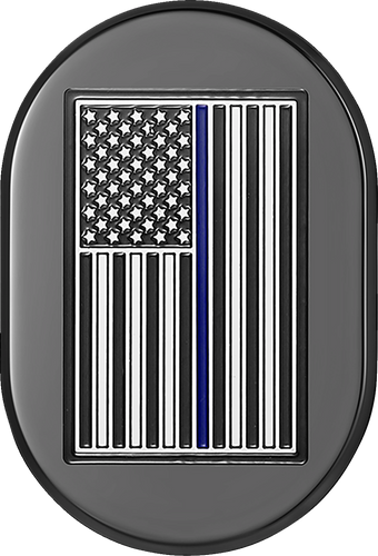 Antenna Cover - Right Rear Fender - Blue Line American Flag - Black - Lutzka's Garage