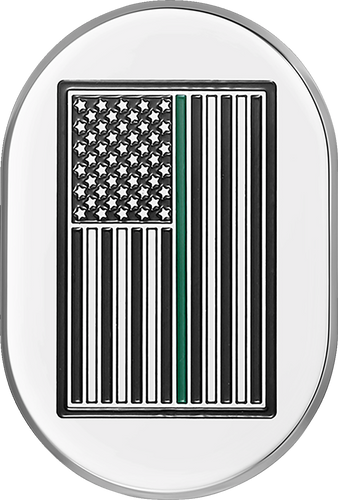 Antenna Cover - Right Rear Fender - Green Line American Flag - Chrome - Lutzka's Garage