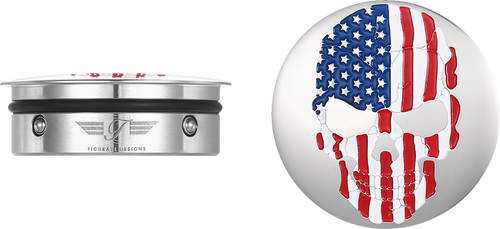 Swing Arm Covers - Red/White/Blue Flag Skull