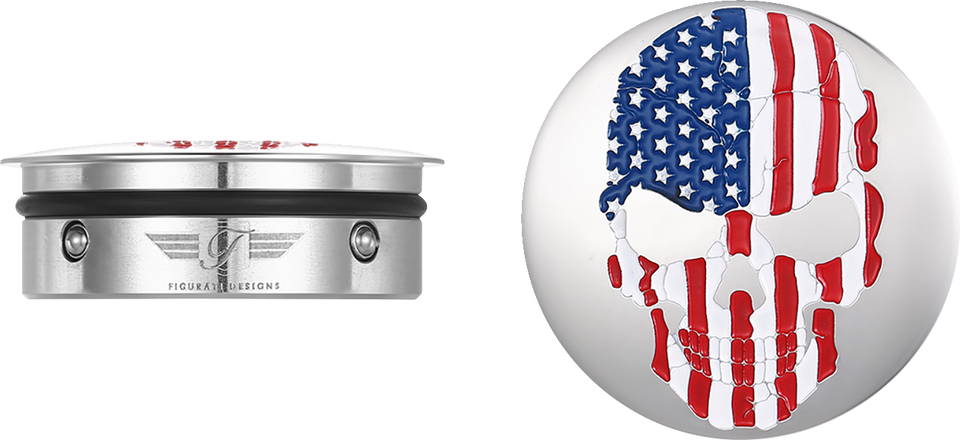 Swing Arm Covers - Red/White/Blue Flag Skull