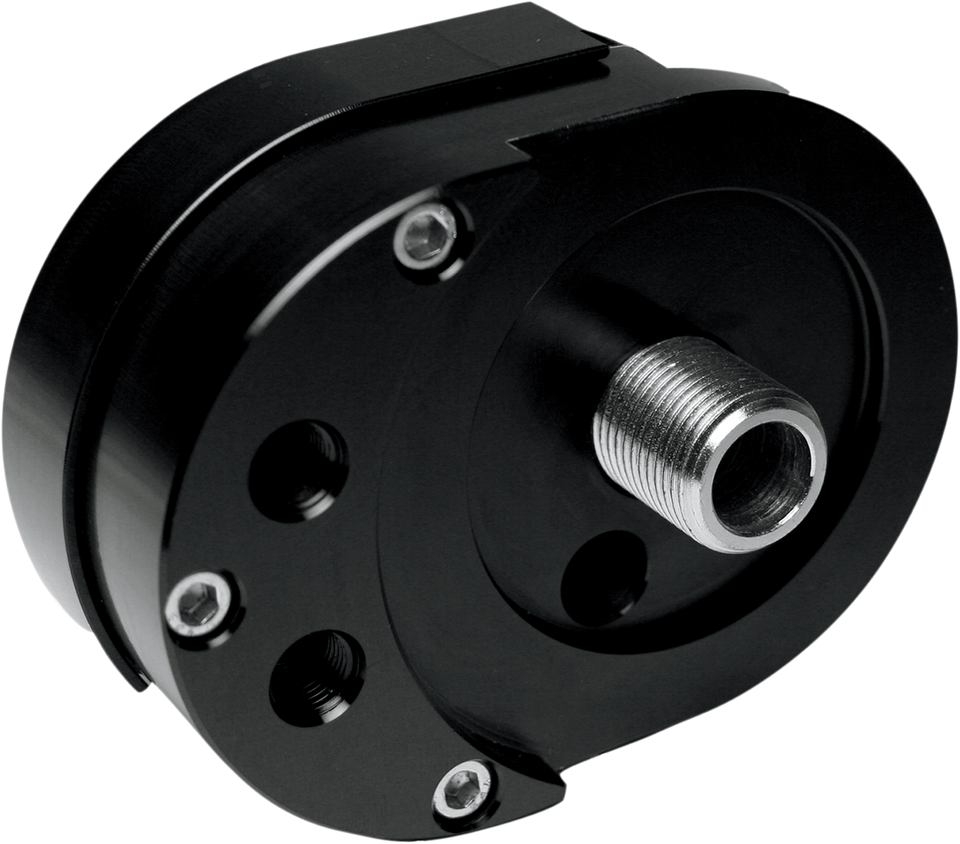 Offset Oil Filter Mount - Black - Lutzka's Garage