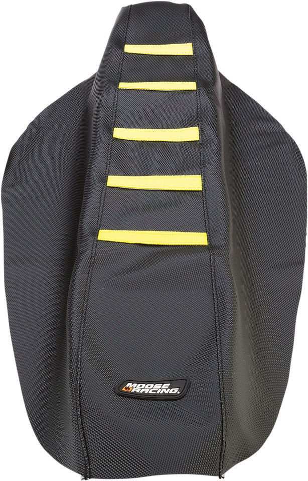 Ribbed Seat Cover - Black Cover/Yellow Ribs - Suzuki