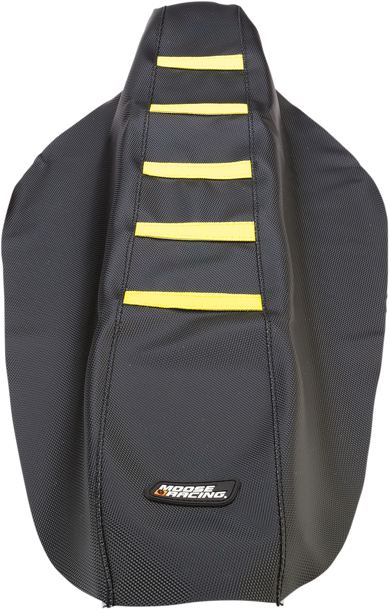 Ribbed Seat Cover - Black Cover/Yellow Ribs - Suzuki