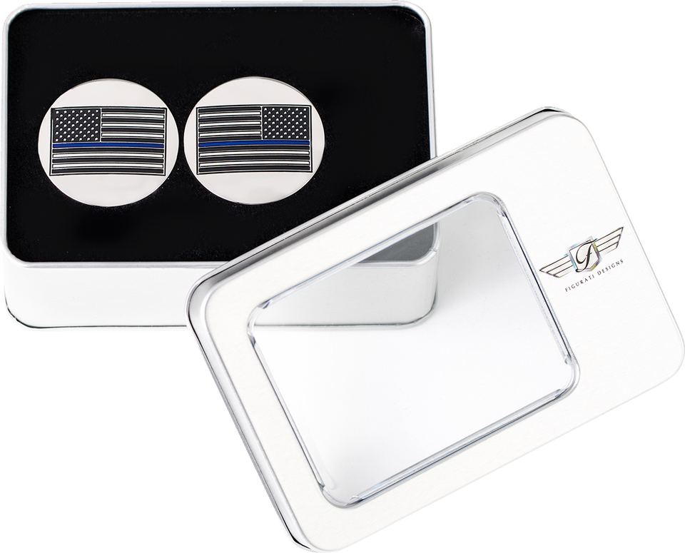 Swing Arm Covers - Blue Line American Flag - Custom - Reversed