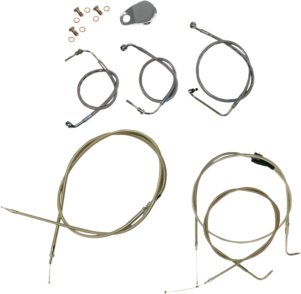 Handlebar Cable/Brake Line Kit - 15" - 17" Ape Hanger Handlebars - Stainless Steel - Lutzka's Garage