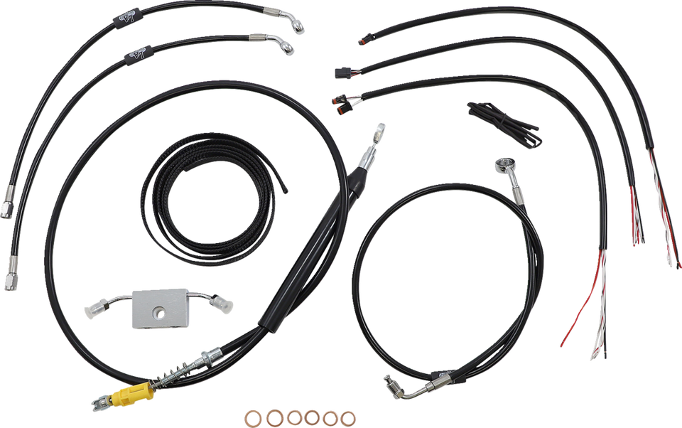 Handlebar Cable/Brake Line Kit - Quick Connect - Complete - 18" - 20" Ape Hangers - Black - Lutzka's Garage