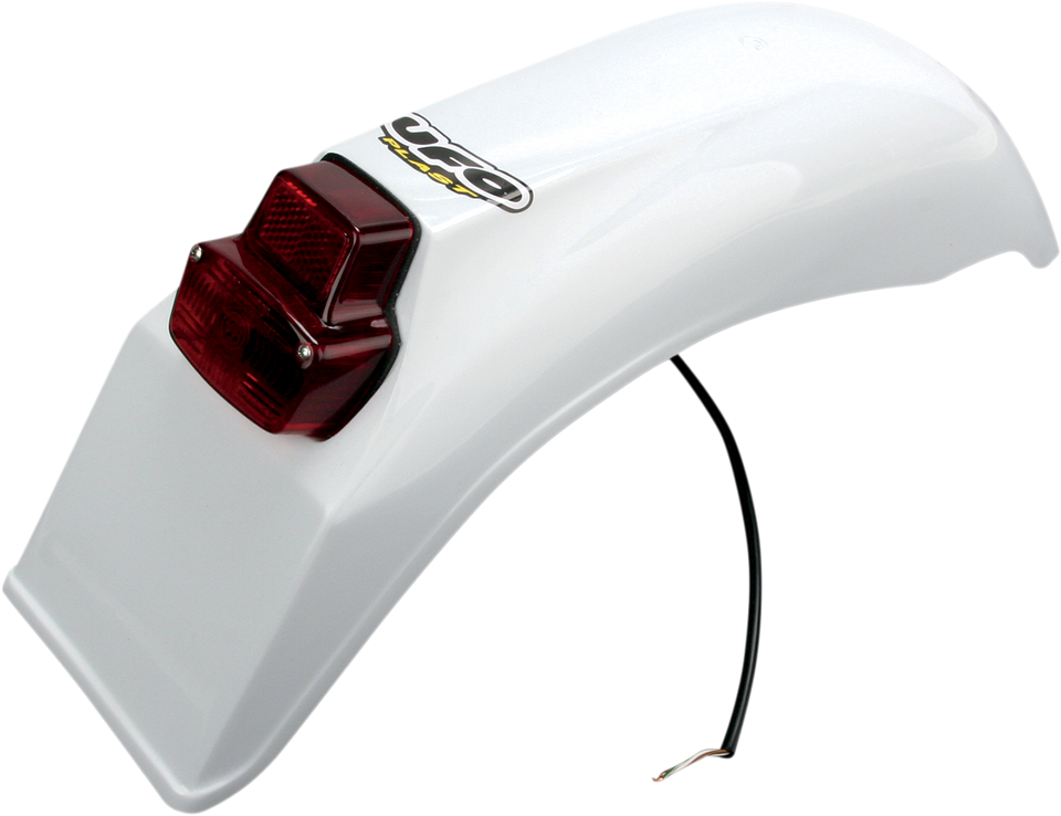Universal Enduro Rear Fender with Tail/Brake Light - White - Lutzka's Garage