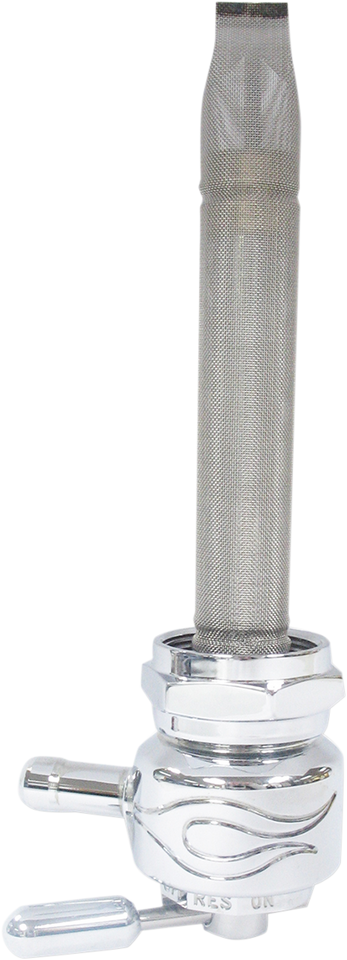 Round Fuel Valve - Flamed Chrome - 22 mm