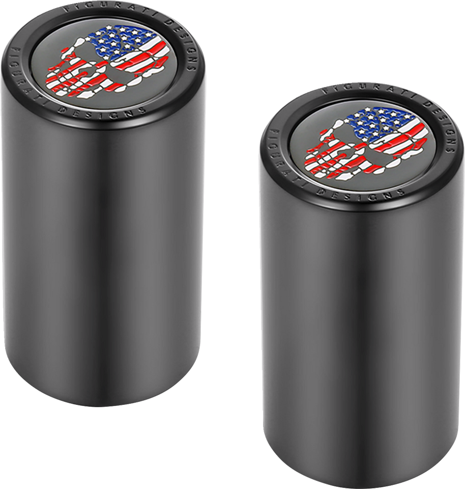 Docking Hardware Covers - Red/White/Blue American Flag Skull - Long - Black - Lutzka's Garage