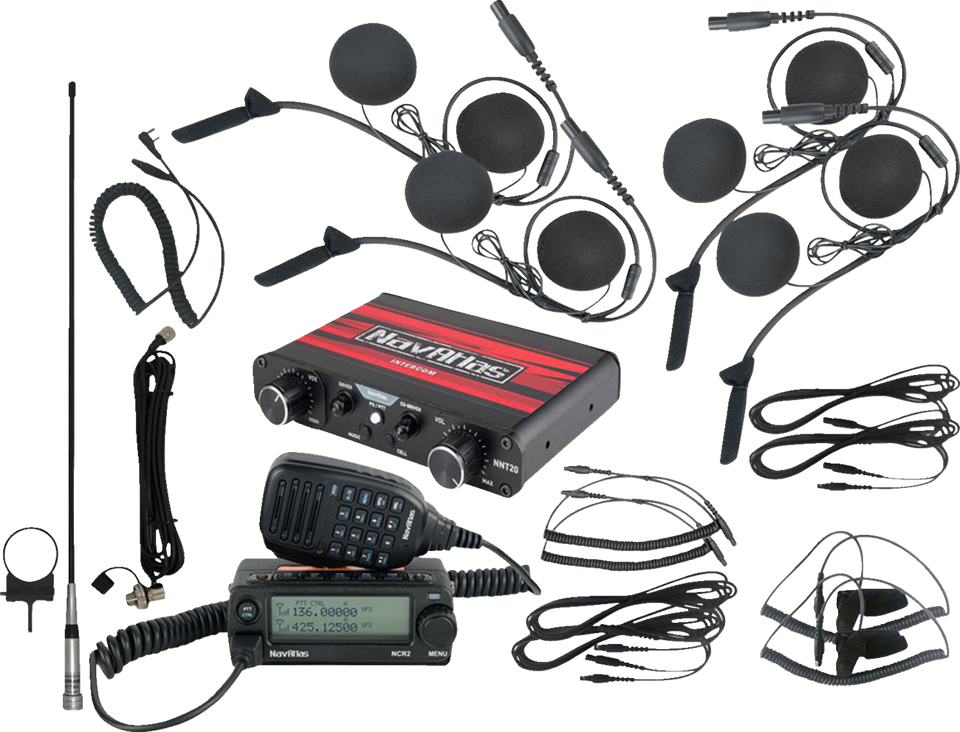 Intercom/Radio and In-Helmet Headset Kit - 4-Seat - Black - Lutzka's Garage