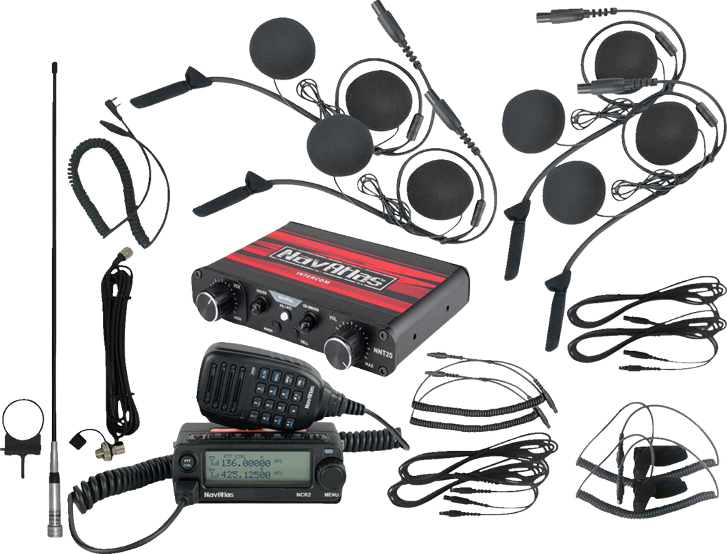 Intercom/Radio and In-Helmet Headset Kit - 4-Seat - Black - Lutzka's Garage