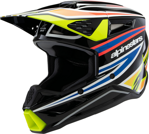 Youth Supertech M3 Helmet - Wurx - Black/Yellow Fluo/Blue/Red Gloss - Small - Lutzka's Garage