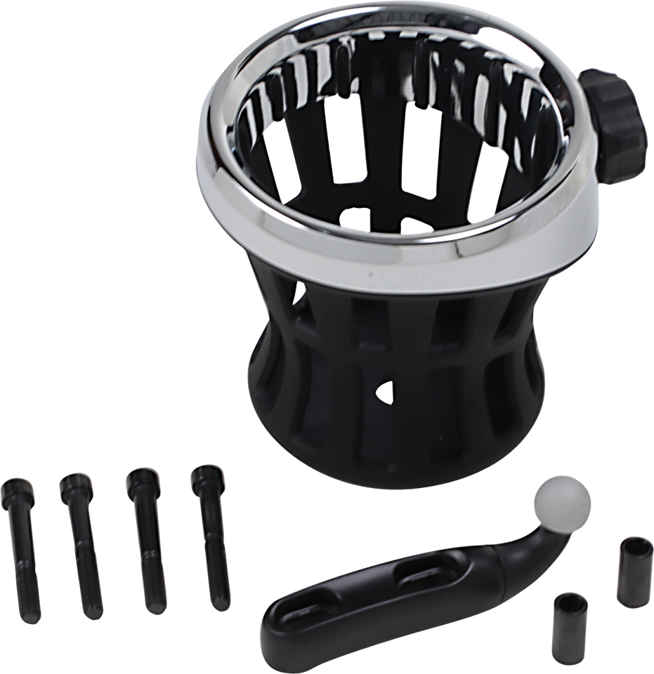 Drink Holder - Perch Mount - Chrome/Black - Lutzka's Garage