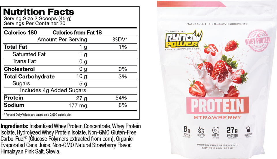 Protein Powder - Strawberry - 2 lb - 20 Servings