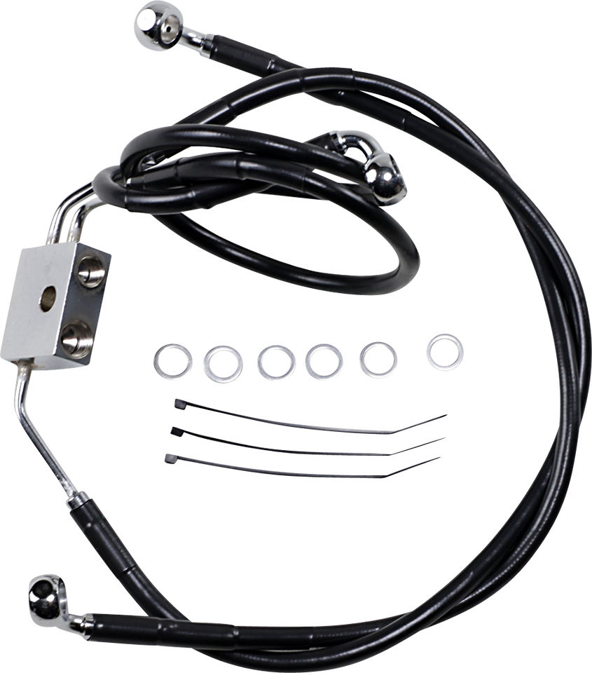 Brake Line - Front - Black - +8" - FXDF 12-17 - Lutzka's Garage
