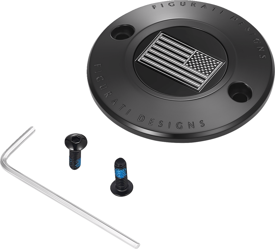 Timing Cover - 2 Hole - American Flag - Contrast Cut - Black - Lutzka's Garage