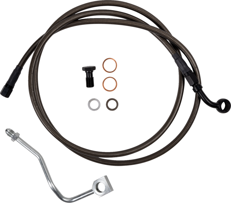Brake Line - Upper - Carbon Coat w/ Black Fittings - +6"