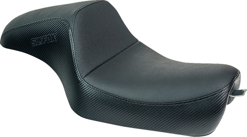 Slyfox Seat - Black Logo - Black Vinyl w/ Slipstop - Carbon Fiber - XL - Lutzka's Garage