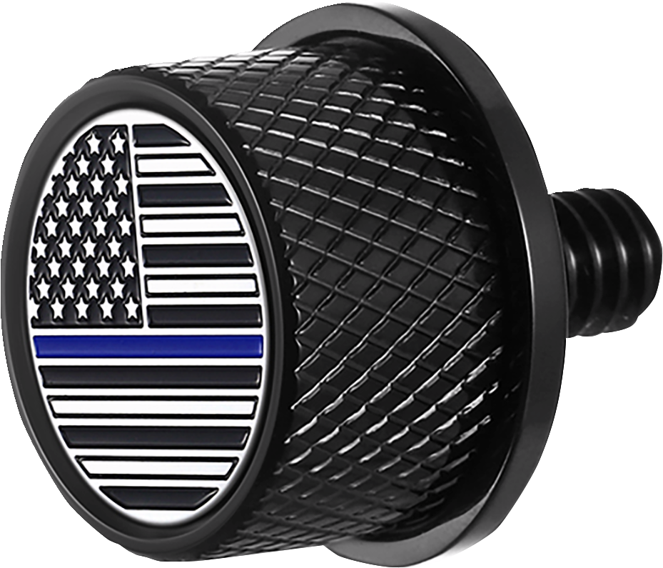 Seat Mounting Knob - Black - Blue Line American Flag - Lutzka's Garage