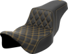 Step-Up Seat - Front Lattice Stitch - Gold Stitch - Extended Reach - FLH/FLT 08-23