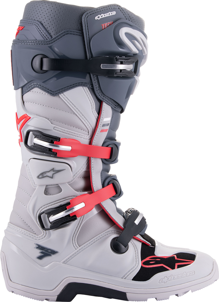 Tech 7 Enduro Boots - Gray/Red - US 7 - Lutzka's Garage