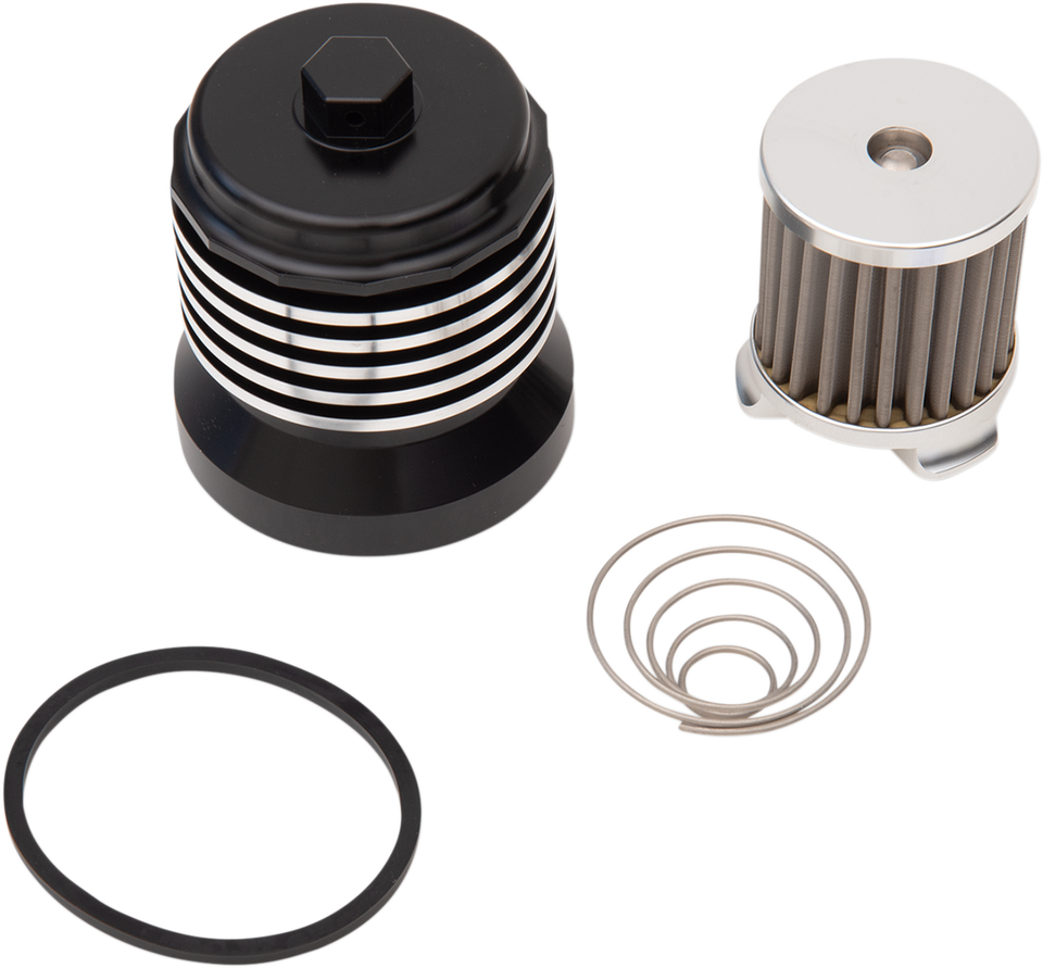 Flo® "Spin-On" Oil Filter - Black with Polished Fins - Aprilia/BMW/Buell/H-D/Moto Guzzi/Yamaha