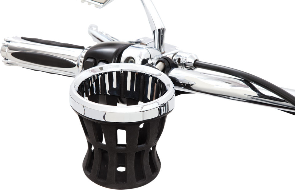Drink Holder - 1-1/4" Handlebar Mount - Chrome/Black Clamp