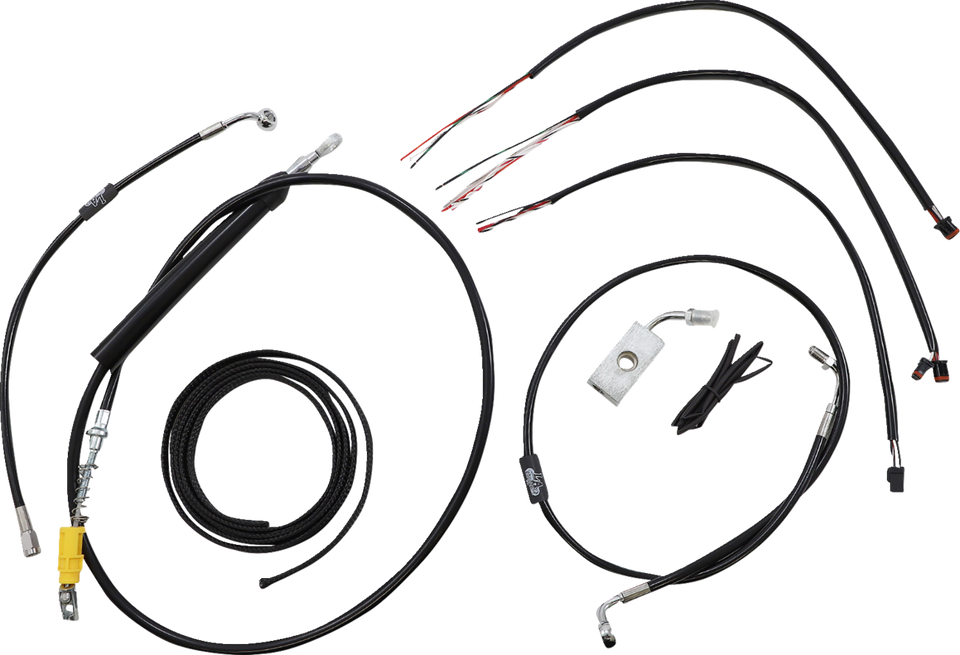Handlebar Cable/Brake Line Kit - Quick Connect - Complete - 18" - 20" Ape Hanger Handlebars - Black - Lutzka's Garage