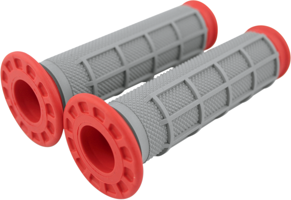 Grips - Dual Compound - Half Waffle - ATV - Red - Lutzka's Garage