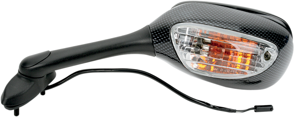 Mirror - Side View - Lighted - Black/Carbon Fiber - Rectangle - Left - Suzuki