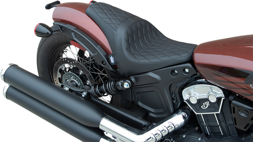 3/4 Solo Seat - Black - Diamond Stitch - 18-22 Scout Bobber - Lutzka's Garage