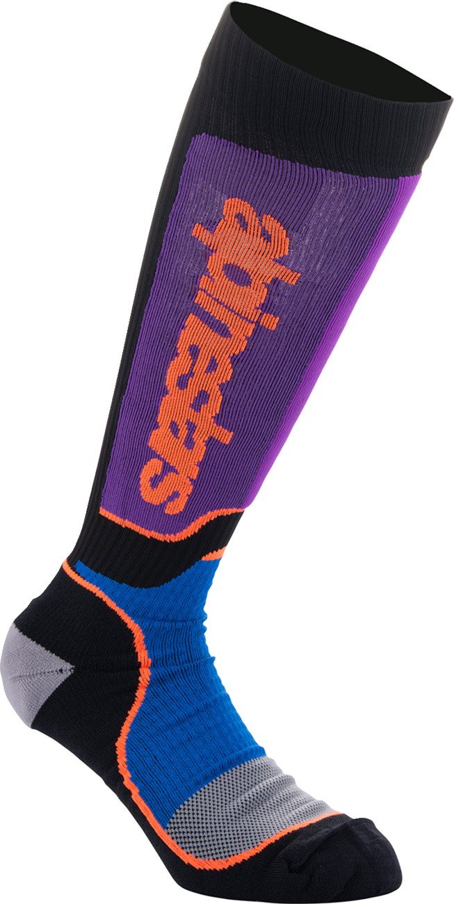 Youth MX Plus Socks - Black/Purple/Blue/Orange - Medium/Large