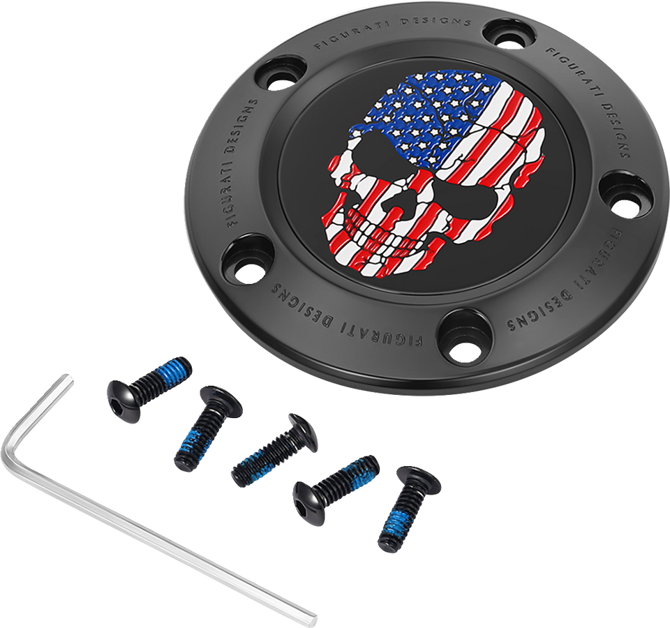 Timing Cover - 5 Hole - Skull - Black - Lutzka's Garage