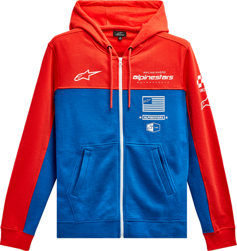 H Block Hoodie - Warm Red/Bright Blue - Medium - Lutzka's Garage