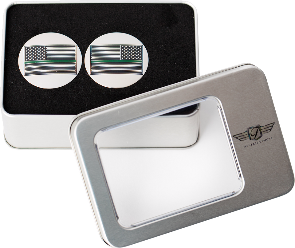 Swing Arm Covers - Green Line American Flag - Custom - Reversed