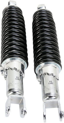 Custom Shorty Shocks with Shroud - Chrome Body/Black Spring Finish - Clevis Lowering