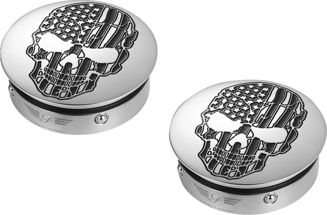 Swing Arm Covers - Contrast Cut - American Flag Skull - Custom