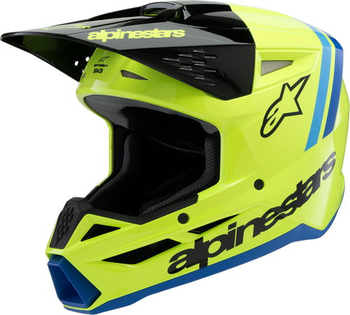 Youth Supertech M3 Helmet - Radium - Yellow Fluo/Black/Blue Gloss - Small - Lutzka's Garage