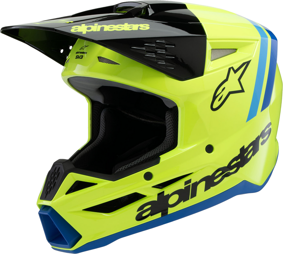 Youth Supertech M3 Helmet - Radium - Yellow Fluo/Black/Blue Gloss - Small - Lutzka's Garage