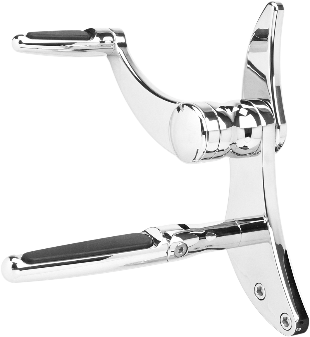 Forward Control - 18+ Softail - Chrome - Standard - Folding Rubber Inlay Pegs - Slotted Levers - Lutzka's Garage