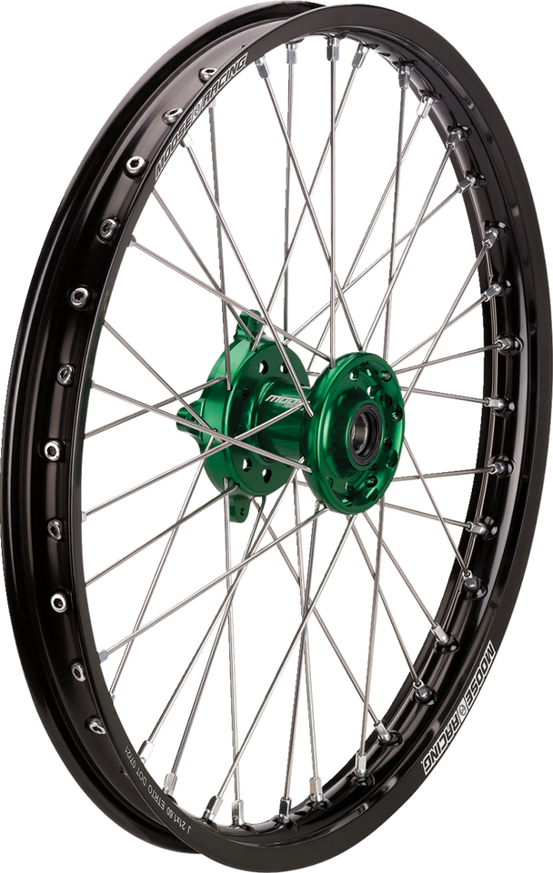 Wheel Assembly - SX-1 - Complete - Front - Black Wheel/Green Hub - 21x1.6 - Kawasaki