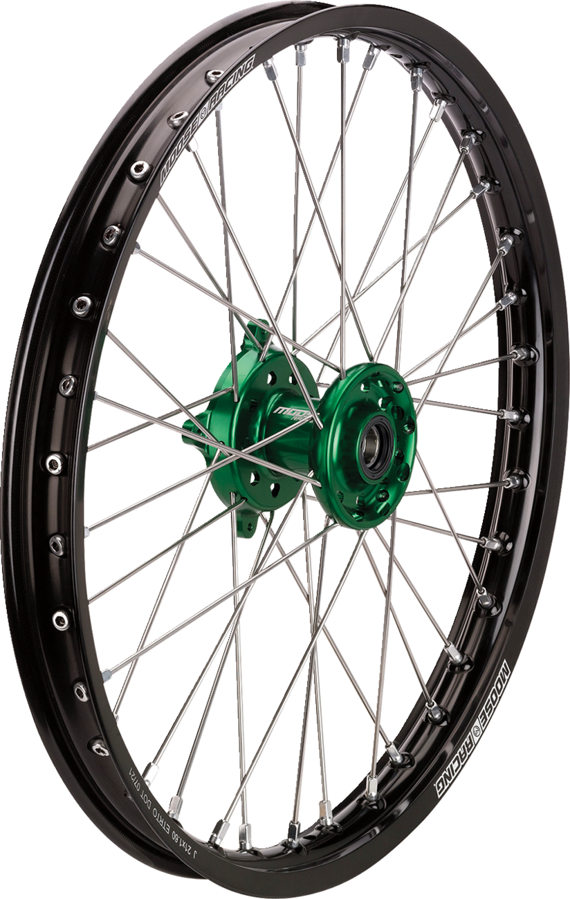 Wheel Assembly - SX-1 - Complete - Front - Black Wheel/Green Hub - 21x1.6 - Kawasaki